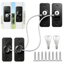 2 Pcs Window Lock Child Safety with Keys, No Drilling Refrigerator Locks with Screws for Doors Closets Drawer