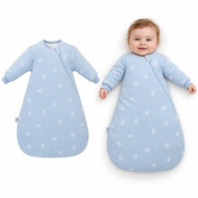 Baby Sleeping Bag 3.5 tog Long Sleeve Sleep Sack, 100% cotton Unisex Winter sleeping bag with temperature scale 0-2T,removable sleeves