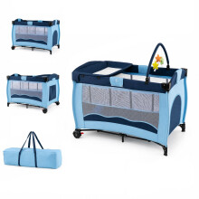 GYMAX 4 in 1 Baby Travel Cot with Diaper Changing Table