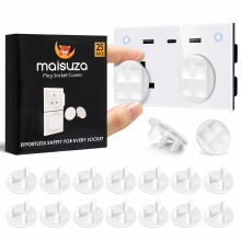 Pack of 25 Plug Socket Covers UK, Baby Proofing Safety Socket Protector -Tight Grip 3 Pin White Baby Electric Plug Covers, Perfect for Child Safety a