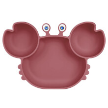 Vicloon Silicone Baby Suction Plate - Toddler Self Feeding Training Divided Plate, Non Slip for Most Highchairs Trays (Rose Red)
