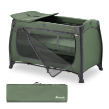 hauck All-in-One Travel Cot Newborn Set, Play N Relax Center Dark Green