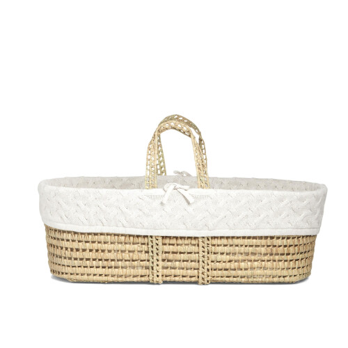 Mamas & Papas Mamas & Papas Moses Basket - White Cable Knit 1