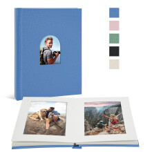 Vienrose Photo Album 6 x 4 30 Photos Linen Cover Memo Space Blue