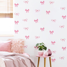 Bow Wall Stickers,9 Sheets 135 Pcs PVC Bow Knot Wall Decals for Bedroom Living Room Party