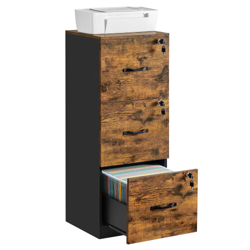 VASAGLE VASAGLE File Cabinet, Printer Stand, with 3 Lockable Drawers