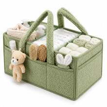 Nappy Caddy Organiser, Newborn Essentials Diaper Caddy with Detachable Compartments, Washable Felt Nursery Storage Baskets, Baby Shower Gifts for New