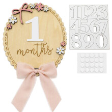 Wooden Baby Monthly Milestone Cards, 0-12 Months Girl Photo Prop