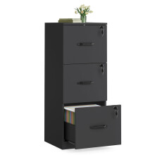 VASAGLE File Cabinet, Printer Stand, with 3 Lockable Drawers