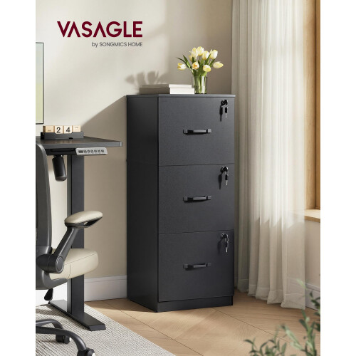 VASAGLE VASAGLE File Cabinet, Printer Stand, with 3 Lockable Drawers 1