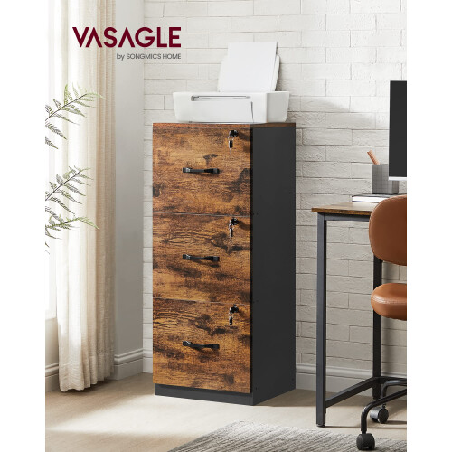 VASAGLE VASAGLE File Cabinet, Printer Stand, with 3 Lockable Drawers 1