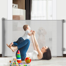 1st Deer Retractable Child Gate Extends up to 140cm/ 55”, One-Hand Operation Baby Gate for Doorways, Stairways & Hallways, Indoor & Outdoor, Door &