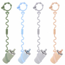 Hadnves 4 PCS Sippy Cup Straps Cup Catcher Safety Tether Strap Keep Bottle Off The Floor Silicone Bottle Bungee Sippy Cups Holder Strap for High Chai