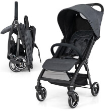 GYMAX Baby Stroller, Foldable Toddler Pushchair with Adjustable Backrest, Canopy and Calf Support, Storage Basket, Baby Buggy Pram Carriage for 0-3 Y