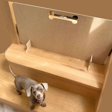 Dog Barrier Gate Pet Stopper Puppy Stair Blocker Patio Sausage No Drill Screwless Portable Wood Temporary for Stair (70cm H x 80cm W)