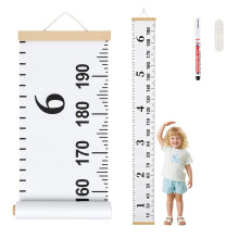 Canvas Kids Height Chart, Hanging Ruler w/Hook & Marker, Nursery Wall Decor Set