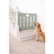 Freestanding Dog Gate for Stairs – Portable Wooden Pet Barrier with See-Through Design | No Drilling Dog Stopper for Indoor Use | Puppy Safety Gate