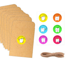 60 Pcs Lost Tooth Receipt Envelopes Tooth Fairy Envelopes with 60 Pcs I Lost Tooth Stickers and a Rope for Toddler First Teeth Loss Celebration Fairy