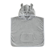 Geagodelia Kids Toddler Baby Boys Hooded Swimming Poncho Towels with Bunny Ears Hood Terry Towelling Soft Changing Robe Towel Beach Cover Up (Grey, 3