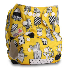Littles & Bloomz, Reusable Pocket Cloth Nappy, Fastener: Popper, Set of 1, Pattern 63, with 1 Bamboo Charcoal Insert