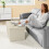 (76x38x38cm) Linen Storage Ottoman Folding Foot Rest Stool 7
