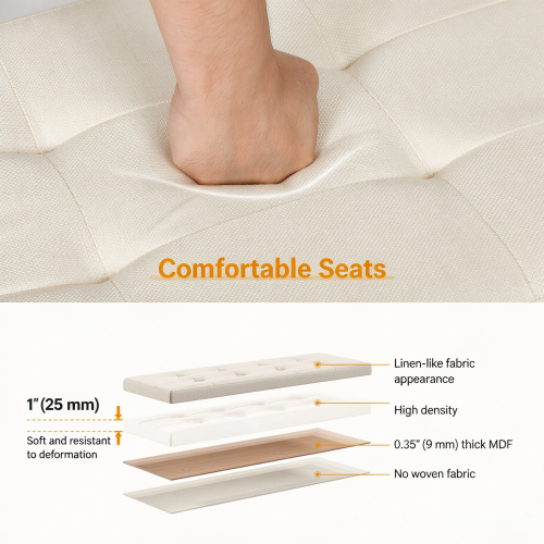 (76x38x38cm) Linen Storage Ottoman Folding Foot Rest Stool 2