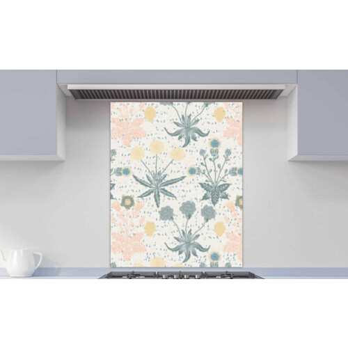 Printed Glass Kitchen Splashback - Daisy by William Morris - Art Print 595x745mm