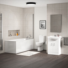 1700mm Round Bath With 550mm Vanity & Toilet, Bath Filler & Basin Mixer Tap