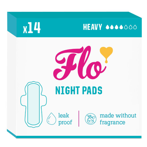 Flo Bamboo Night Period Pads - 14 Pack