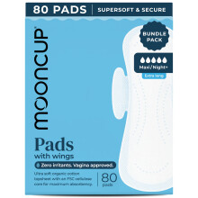 Mooncup Pads with Wings - Biodegradable Pads Made with Organic Cotton for Irritation-Free Period Care - Leakproof, Plastic-Free, Highly Absorbent Pro
