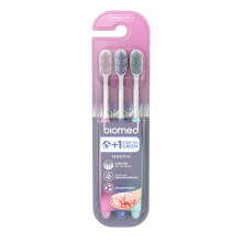 Biomed Sensitive Pink Salt Toothbrush, Ultra Thin Bristle Tips x 3 Pack