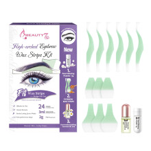 Beauty7 Eyebrow Waxing Strips, High-arched Form Eyebrow Strips Pre-cut for Face, Quick Hair Removal Facial with 24 Waxing Strips + 3ml Soothing Oil A