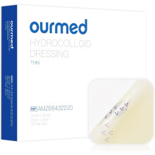 Ourmed Hydrocolloid Dressing 5cm x 5cm, 20 Packs, 0.3mm Thickness, Extra Thin Waterproof Plasters, Adhesive Bandages for Light Exudate Wound, Blister