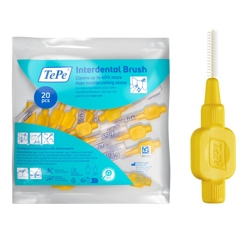 Tepe TePe Interdental Brush, Original, Yellow, 0.7mm/ISO 4, 20pcs