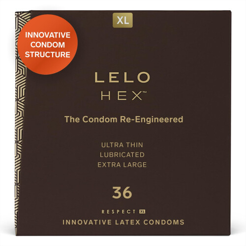 LELO LELO HEX Respect XL - Extra Large Condoms, Increased Strength, 36 Pack