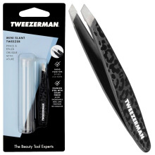 Tweezerman Black Leopard Mini Slant Tweezer, Stainless Steel (Pack of 1)