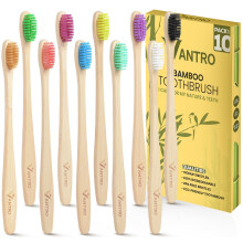 Bamboo Toothbrushes Medium Bristles 10 Pack BPA-Free