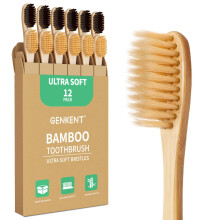 GENKENT 12 Counts Ultra Soft Bamboo Toothbrushes, Eco Friendly Natural Toothbrushes for Sensitive Gums, BPA Free Soft Bristles for Adults & Kids