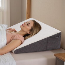 Exsnugy Patented 19cm Sleeping Bed Wedge Pillow for Adult, Grey
