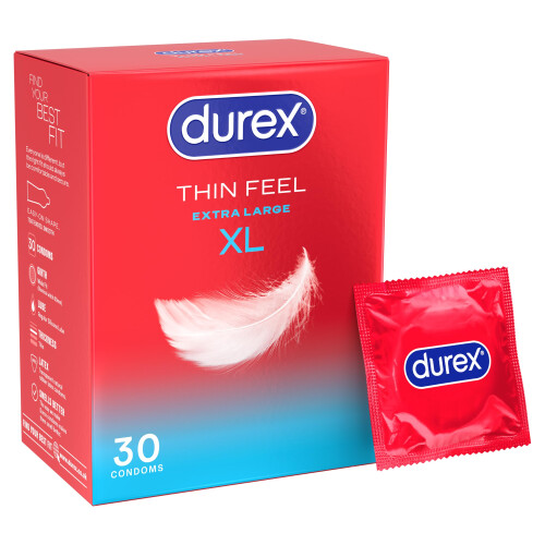 Durex Durex Thin Feel XL, 30 Condoms, Silicone Lubricated