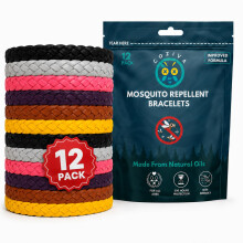 Coziva Mosquito Repellent Bracelet,12 Pack Adjustable, Insect Repellent Bracelets, Deet Free, Natural Mosquito Bands for Adults & Kids-300 Hour Prote