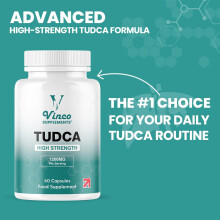 Vinco Tudca 1200mg - 60 Capsules - Tauroursodeoxycholic Acid - Advanced Liver Detox & Repair - Supports Healthy Bile Production, Improves Digestion &