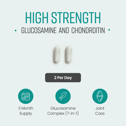 Glucosamine & Chondroitin High Strength MSM Complex | 180 Caps | VitaBright 1