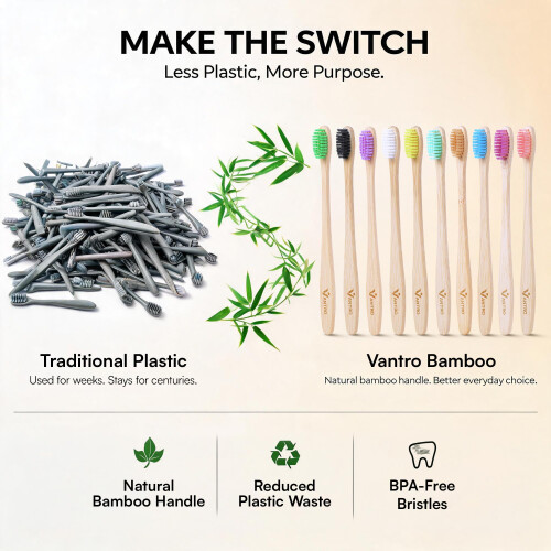 Bamboo Toothbrushes Medium Bristles 10 Pack BPA-Free 2