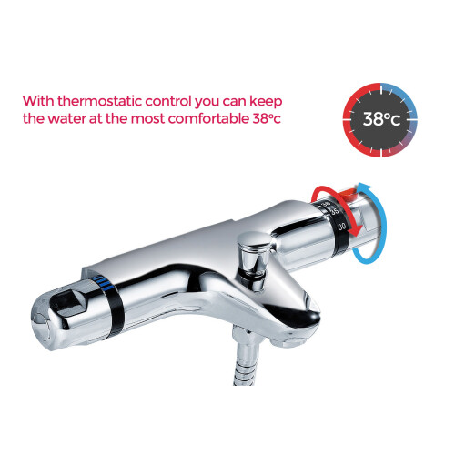 NES Home Winstead Deck Mounted Thermostatic Bath Shower Mixer Tap 2