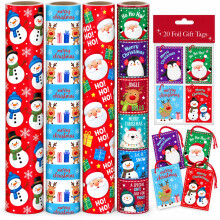 Kids Christmas Wrapping Paper 4 Rolls 4M with Tags