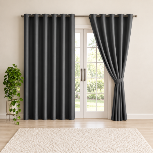 (46" x 54") Ring Top Curtains Thermal Blackout Grey Drapes UK