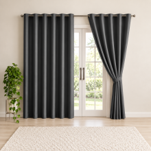 (Dark Grey, 46" x 54") Insulated Blackout Curtain Pair Eyelet Ring Top Drape
