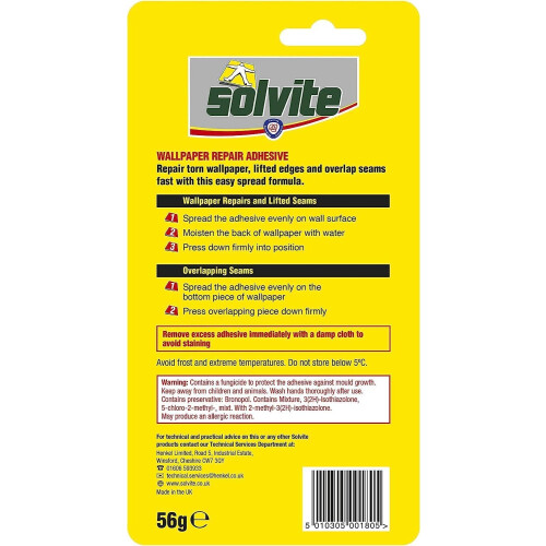 Solvite Wallpaper Repair Adhesive, Extra-Strong Paste, 1 x 56 g 1