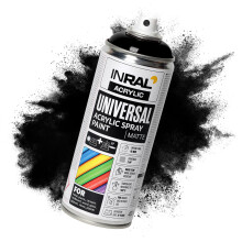 INRAL Acrylic Spray Paint Jet Black Matt RAL9005 [400ml] – Universal Spray for Metal, Plastic, Wood & Stone – High-Coverage, UV & Rain Resistant